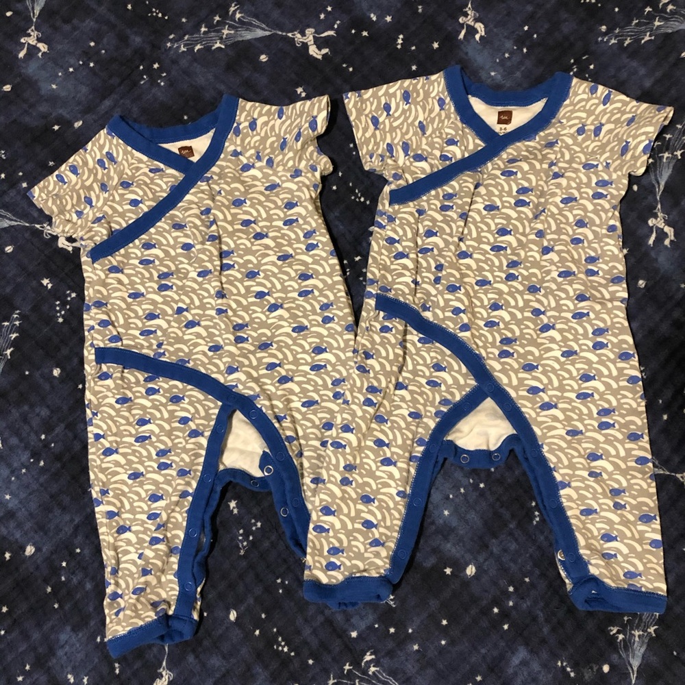 Tea kimono with fish